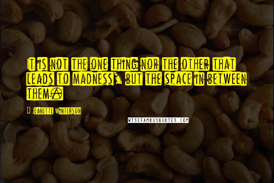 Jeanette Winterson Quotes: It is not the one thing nor the other that leads to madness, but the space in between them.