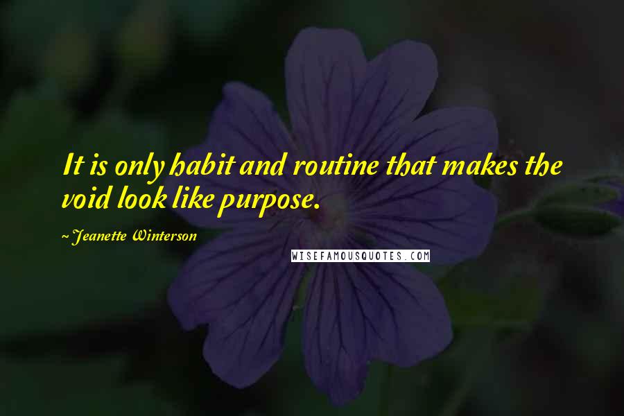 Jeanette Winterson Quotes: It is only habit and routine that makes the void look like purpose.