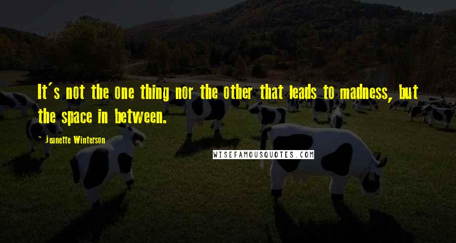 Jeanette Winterson Quotes: It's not the one thing nor the other that leads to madness, but the space in between.
