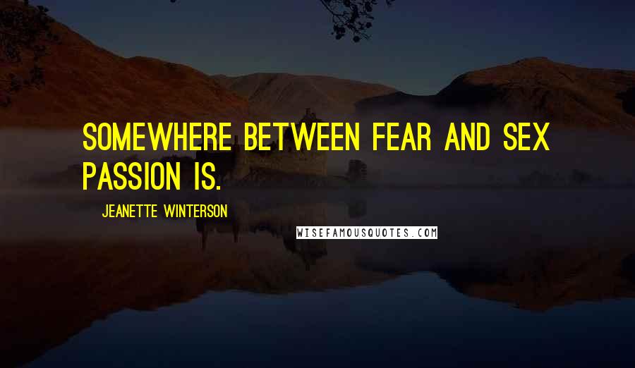 Jeanette Winterson Quotes: Somewhere between fear and sex passion is.