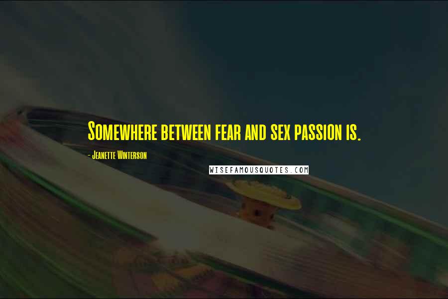 Jeanette Winterson Quotes: Somewhere between fear and sex passion is.