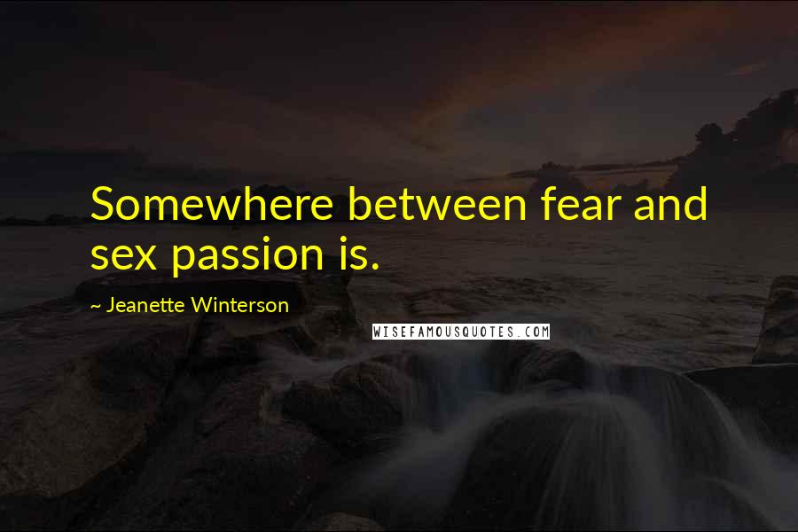 Jeanette Winterson Quotes: Somewhere between fear and sex passion is.