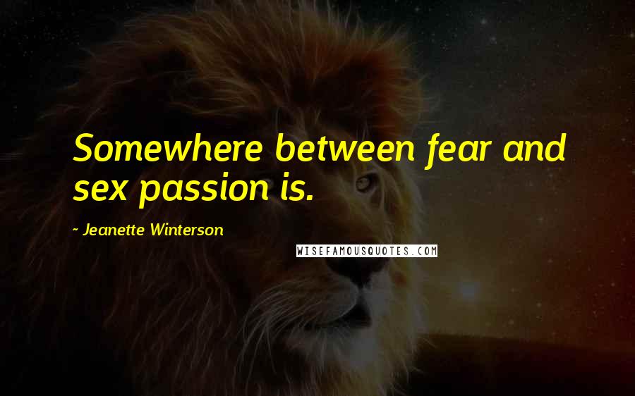 Jeanette Winterson Quotes: Somewhere between fear and sex passion is.
