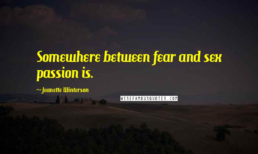 Jeanette Winterson Quotes: Somewhere between fear and sex passion is.