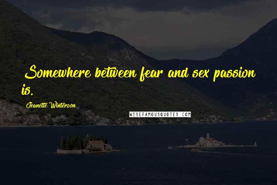 Jeanette Winterson Quotes: Somewhere between fear and sex passion is.