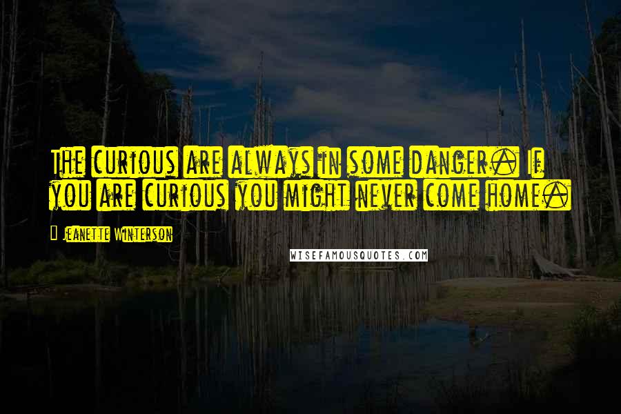 Jeanette Winterson Quotes: The curious are always in some danger. If you are curious you might never come home.