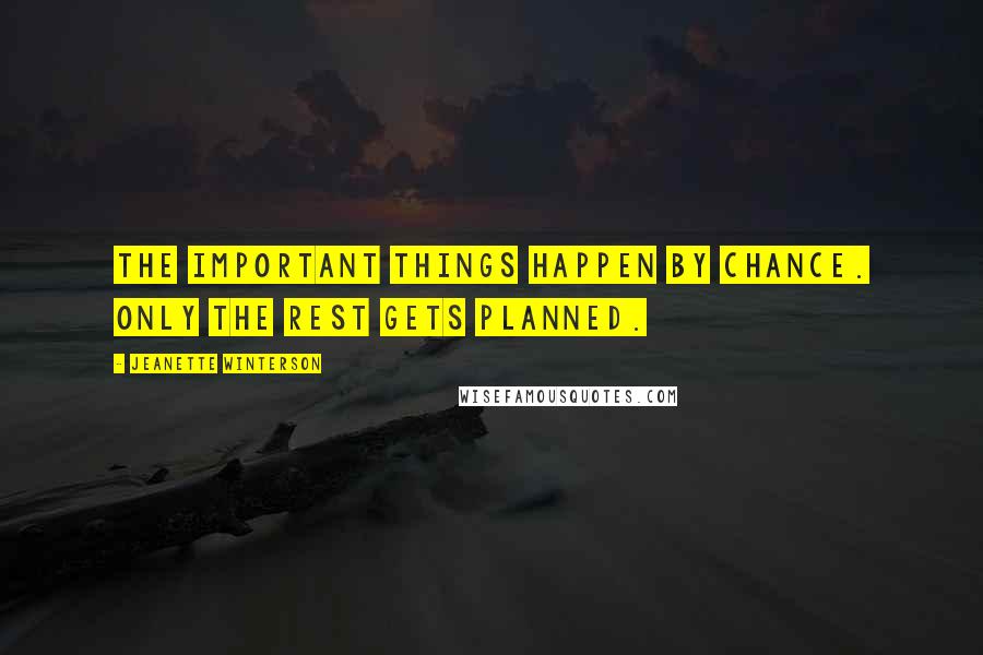 Jeanette Winterson Quotes: The important things happen by chance. Only the rest gets planned.