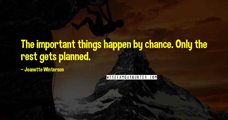 Jeanette Winterson Quotes: The important things happen by chance. Only the rest gets planned.