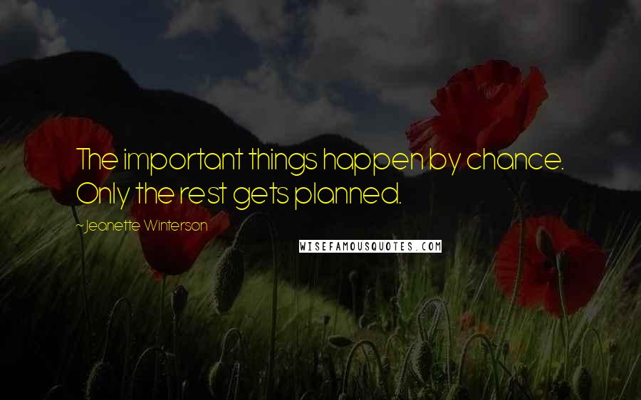 Jeanette Winterson Quotes: The important things happen by chance. Only the rest gets planned.