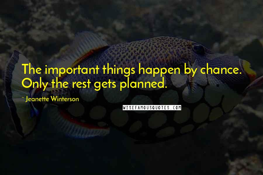 Jeanette Winterson Quotes: The important things happen by chance. Only the rest gets planned.