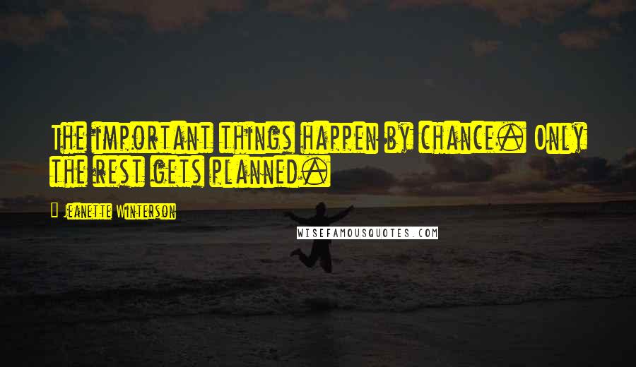 Jeanette Winterson Quotes: The important things happen by chance. Only the rest gets planned.