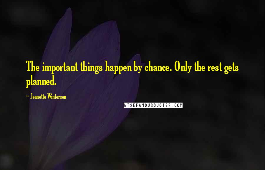 Jeanette Winterson Quotes: The important things happen by chance. Only the rest gets planned.