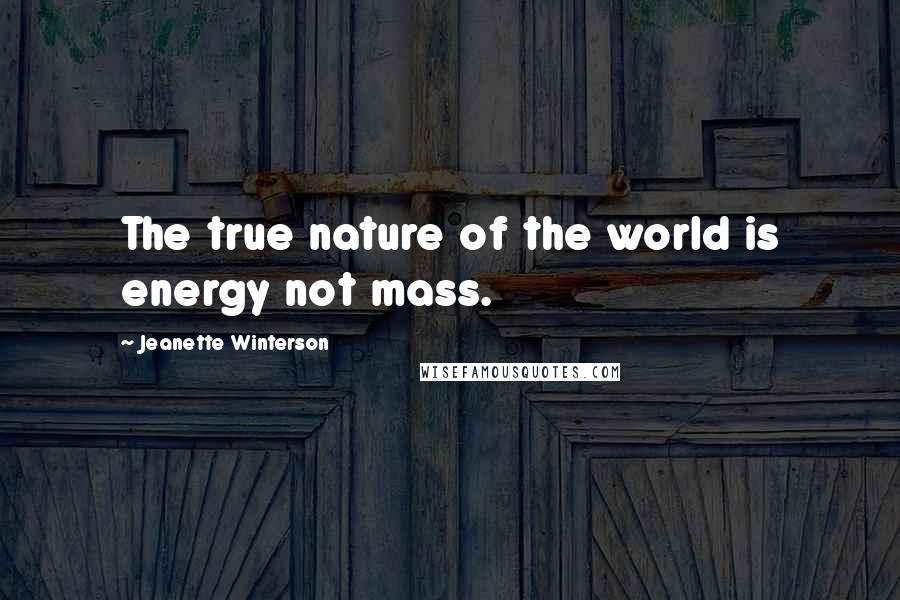 Jeanette Winterson Quotes: The true nature of the world is energy not mass.