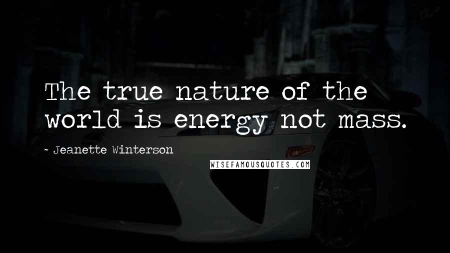 Jeanette Winterson Quotes: The true nature of the world is energy not mass.