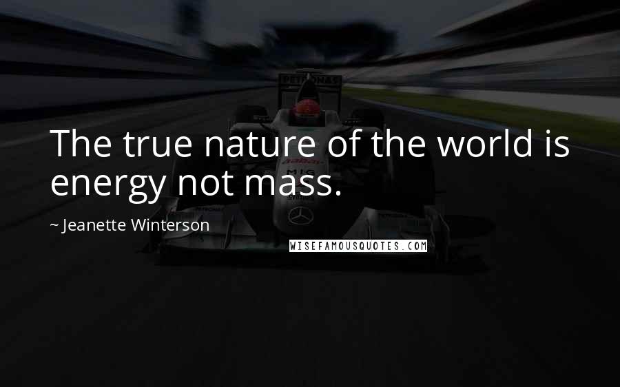 Jeanette Winterson Quotes: The true nature of the world is energy not mass.