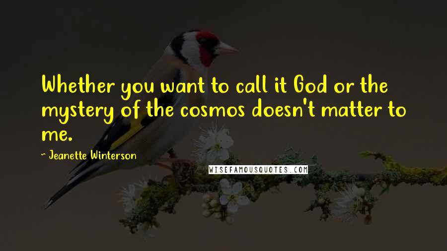 Jeanette Winterson Quotes: Whether you want to call it God or the mystery of the cosmos doesn't matter to me.
