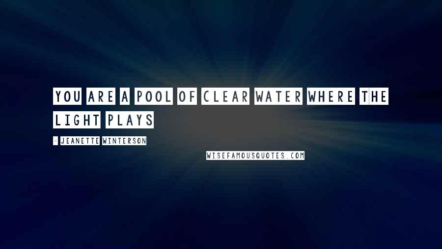 Jeanette Winterson Quotes: You are a pool of clear water where the light plays