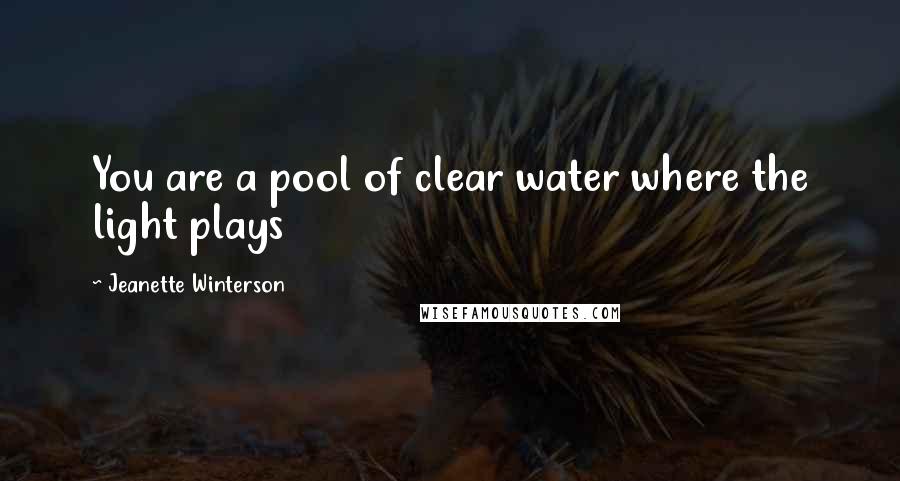 Jeanette Winterson Quotes: You are a pool of clear water where the light plays