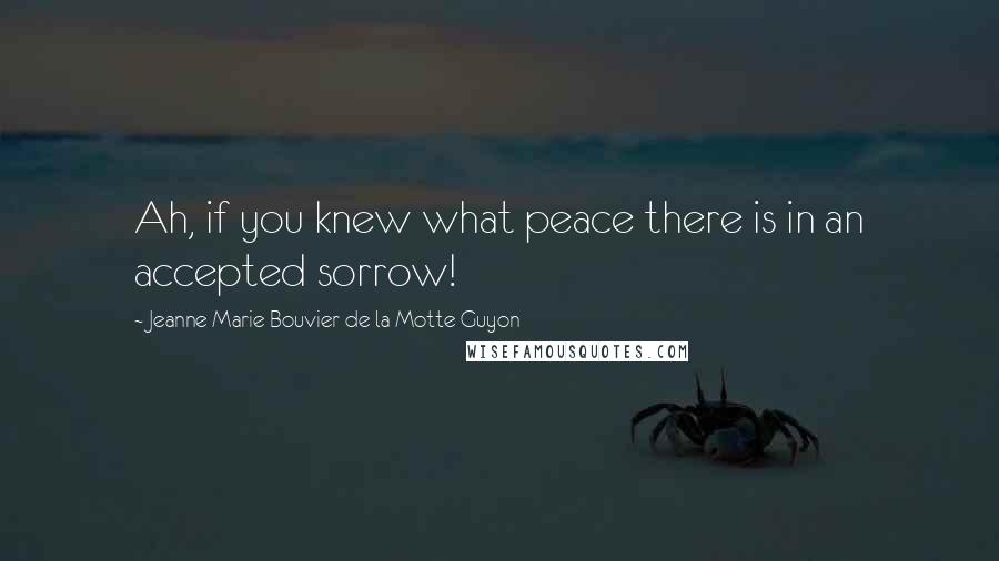 Jeanne Marie Bouvier De La Motte Guyon Quotes: Ah, if you knew what peace there is in an accepted sorrow!