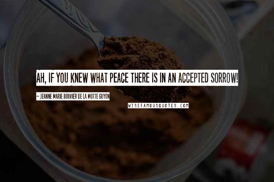 Jeanne Marie Bouvier De La Motte Guyon Quotes: Ah, if you knew what peace there is in an accepted sorrow!