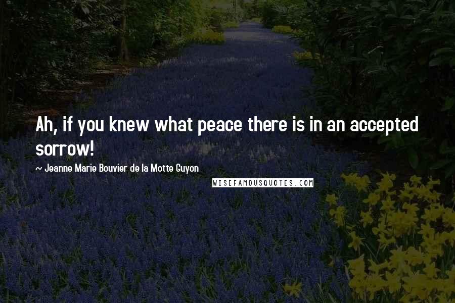 Jeanne Marie Bouvier De La Motte Guyon Quotes: Ah, if you knew what peace there is in an accepted sorrow!