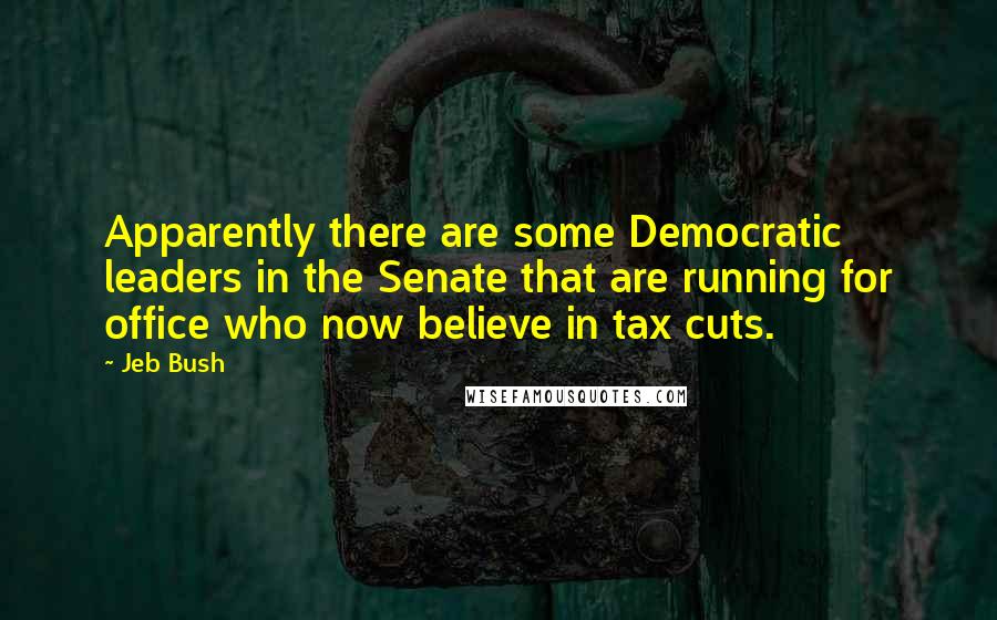 Jeb Bush Quotes: Apparently there are some Democratic leaders in the Senate that are running for office who now believe in tax cuts.