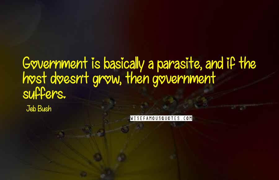 Jeb Bush Quotes: Government is basically a parasite, and if the host doesn't grow, then government suffers.