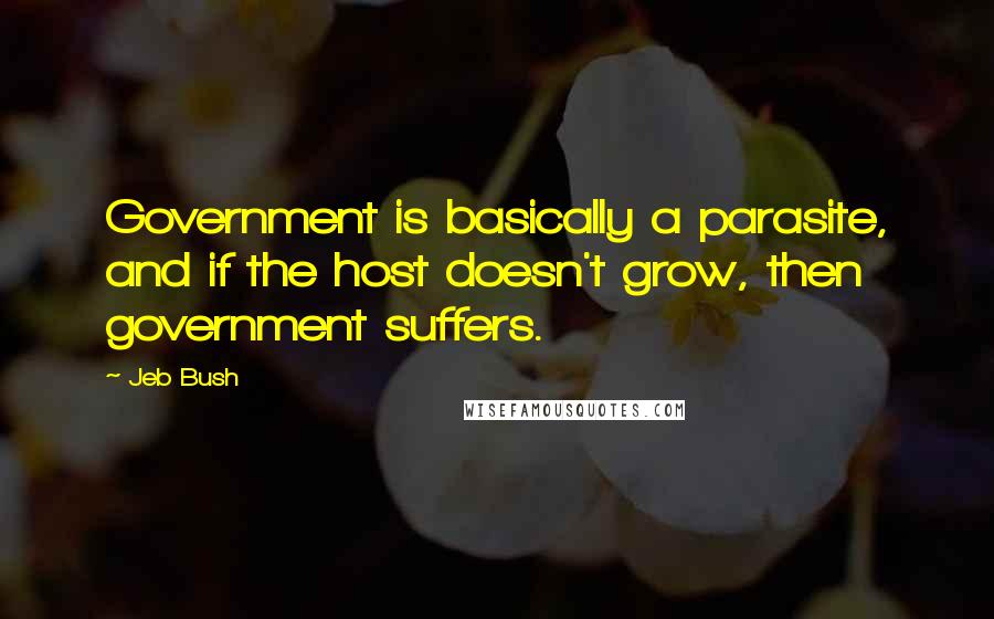 Jeb Bush Quotes: Government is basically a parasite, and if the host doesn't grow, then government suffers.