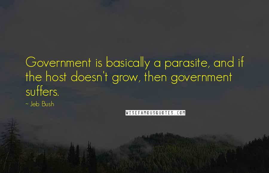 Jeb Bush Quotes: Government is basically a parasite, and if the host doesn't grow, then government suffers.