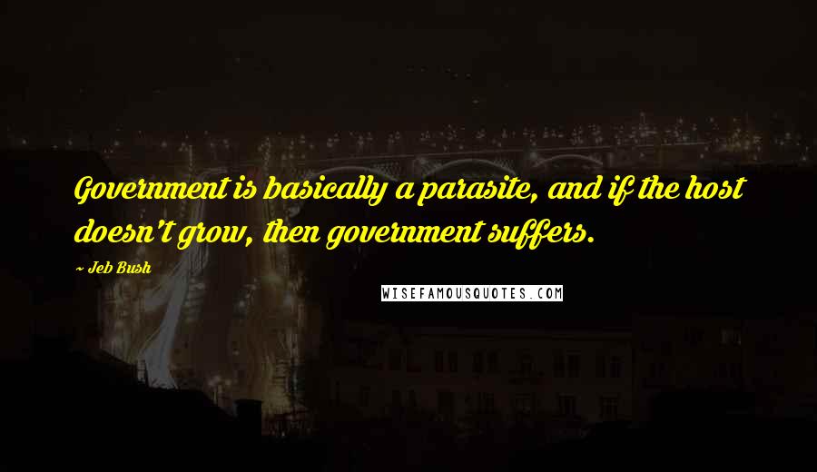 Jeb Bush Quotes: Government is basically a parasite, and if the host doesn't grow, then government suffers.