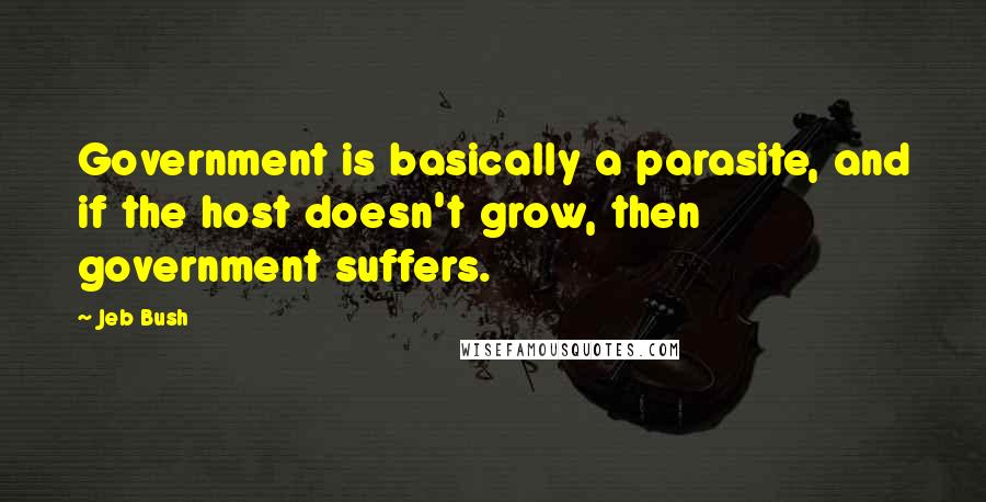 Jeb Bush Quotes: Government is basically a parasite, and if the host doesn't grow, then government suffers.