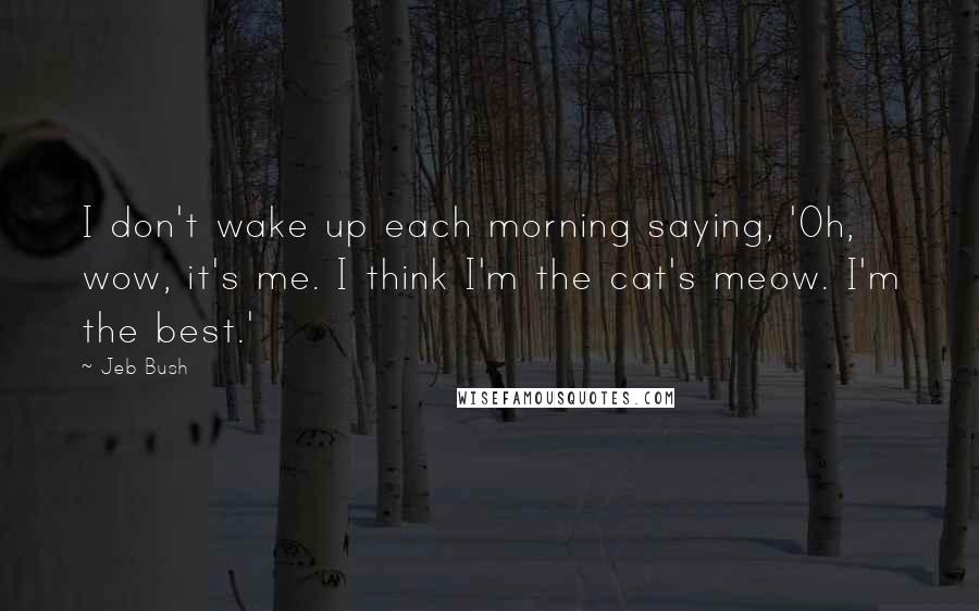 Jeb Bush Quotes: I don't wake up each morning saying, 'Oh, wow, it's me. I think I'm the cat's meow. I'm the best.'