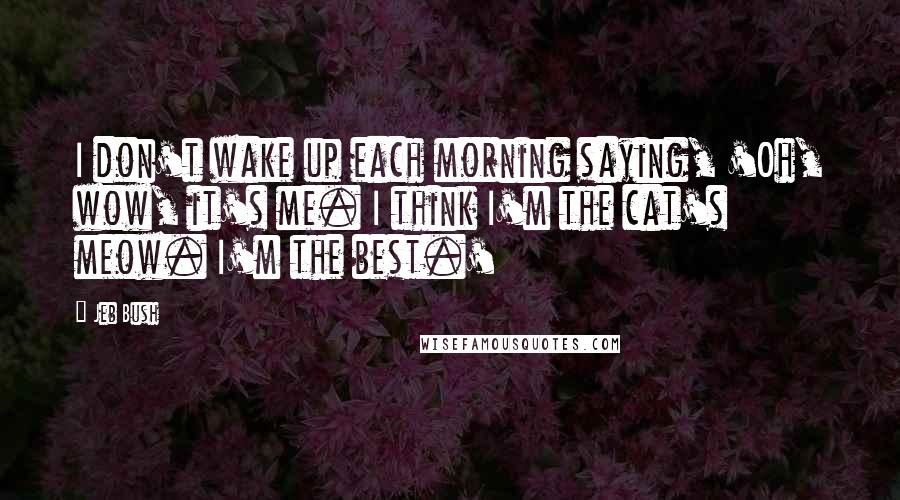 Jeb Bush Quotes: I don't wake up each morning saying, 'Oh, wow, it's me. I think I'm the cat's meow. I'm the best.'