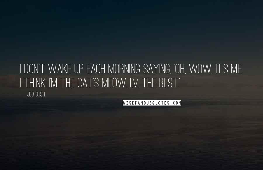 Jeb Bush Quotes: I don't wake up each morning saying, 'Oh, wow, it's me. I think I'm the cat's meow. I'm the best.'