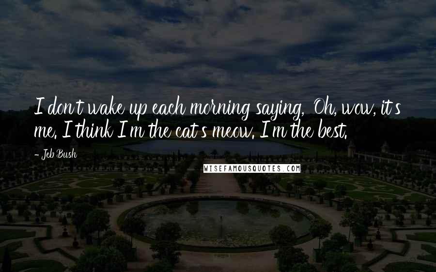 Jeb Bush Quotes: I don't wake up each morning saying, 'Oh, wow, it's me. I think I'm the cat's meow. I'm the best.'