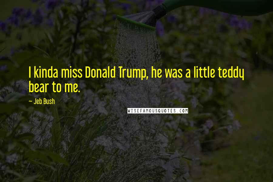 Jeb Bush Quotes: I kinda miss Donald Trump, he was a little teddy bear to me.
