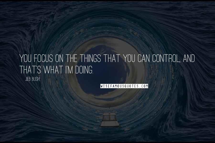 Jeb Bush Quotes: You focus on the things that you can control, and that's what I'm doing.