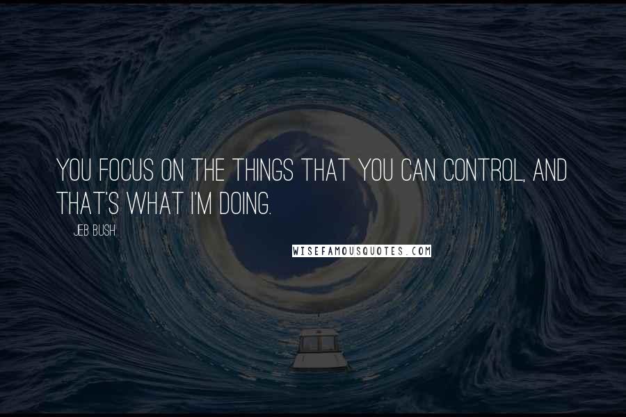 Jeb Bush Quotes: You focus on the things that you can control, and that's what I'm doing.