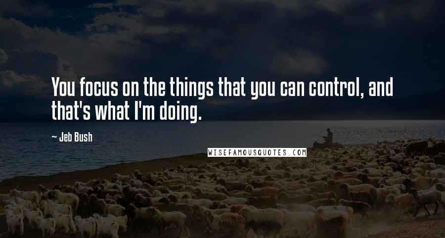 Jeb Bush Quotes: You focus on the things that you can control, and that's what I'm doing.