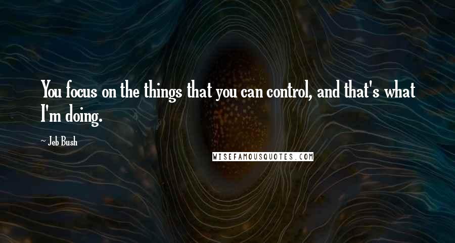 Jeb Bush Quotes: You focus on the things that you can control, and that's what I'm doing.