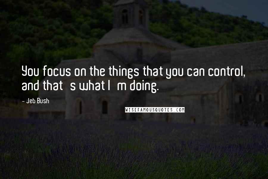 Jeb Bush Quotes: You focus on the things that you can control, and that's what I'm doing.