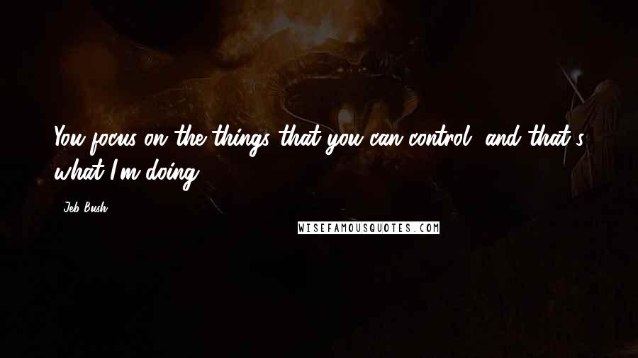 Jeb Bush Quotes: You focus on the things that you can control, and that's what I'm doing.