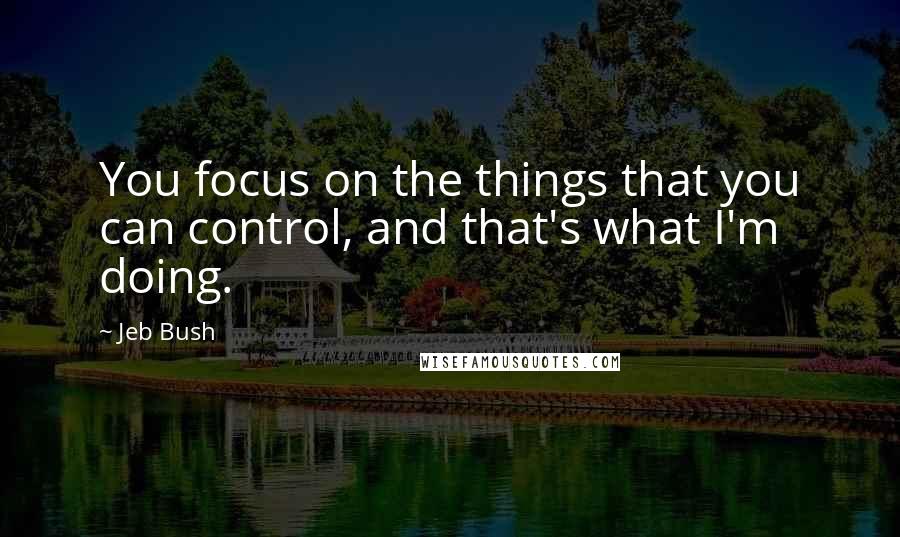 Jeb Bush Quotes: You focus on the things that you can control, and that's what I'm doing.