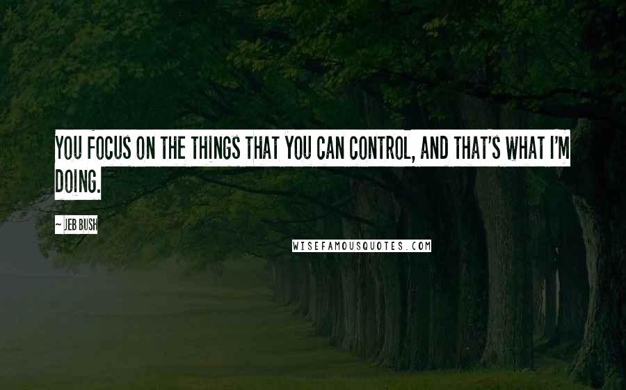 Jeb Bush Quotes: You focus on the things that you can control, and that's what I'm doing.