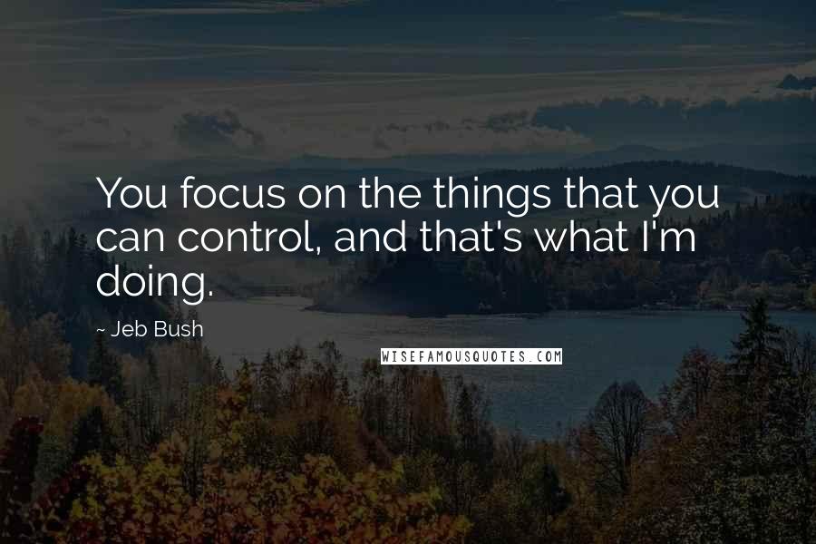 Jeb Bush Quotes: You focus on the things that you can control, and that's what I'm doing.