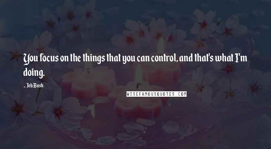 Jeb Bush Quotes: You focus on the things that you can control, and that's what I'm doing.