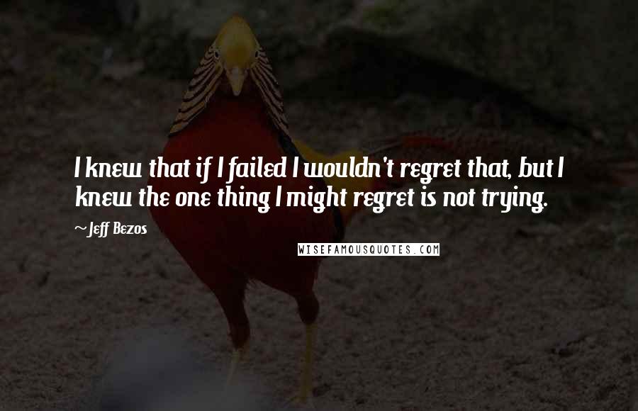 Jeff Bezos Quotes: I knew that if I failed I wouldn't regret that, but I knew the one thing I might regret is not trying.