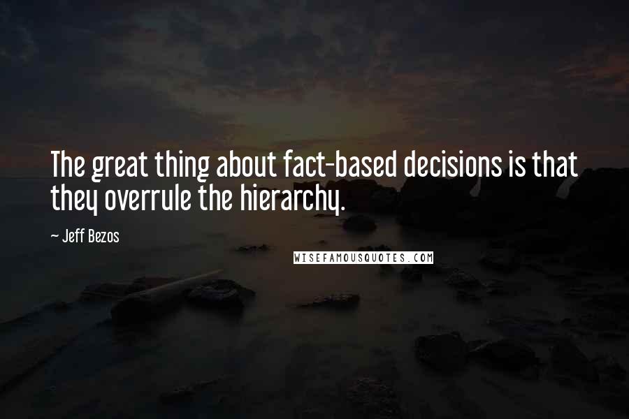 Jeff Bezos Quotes: The great thing about fact-based decisions is that they overrule the hierarchy.