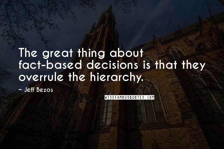 Jeff Bezos Quotes: The great thing about fact-based decisions is that they overrule the hierarchy.