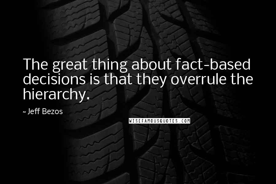 Jeff Bezos Quotes: The great thing about fact-based decisions is that they overrule the hierarchy.